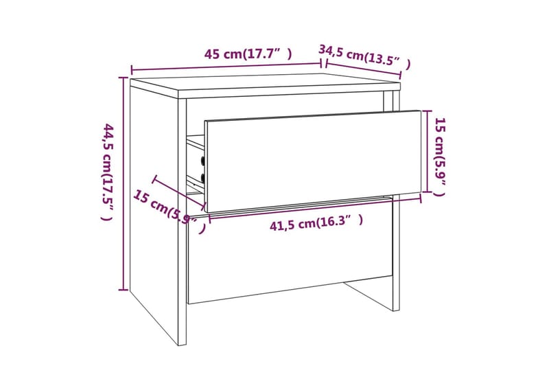 Yöpöydät 2 kpl musta 45x34,5x44,5 cm lastulevy - Musta - Huonekalut - Pöytä & ruokailuryhmä - Apupöytä & sivupöytä - Yöpöytä