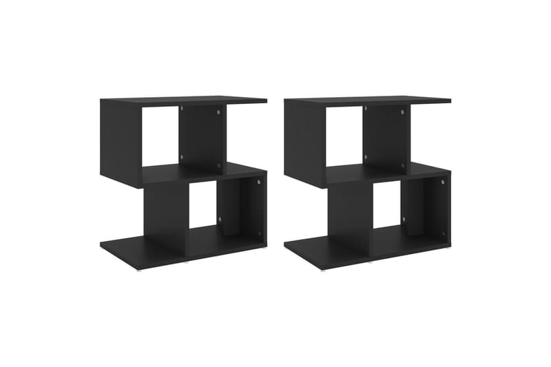 Yöpöydät 2 kpl musta 50x30x51,5 cm lastulevy - Huonekalut - Pöytä & ruokailuryhmä - Apupöytä & sivupöytä - Yöpöytä