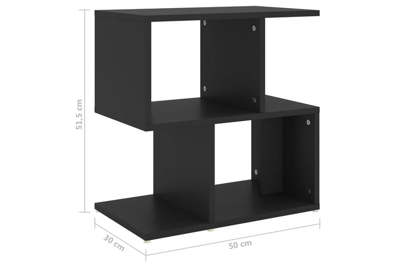 Yöpöydät 2 kpl musta 50x30x51,5 cm lastulevy - Huonekalut - Pöytä & ruokailuryhmä - Apupöytä & sivupöytä - Yöpöytä