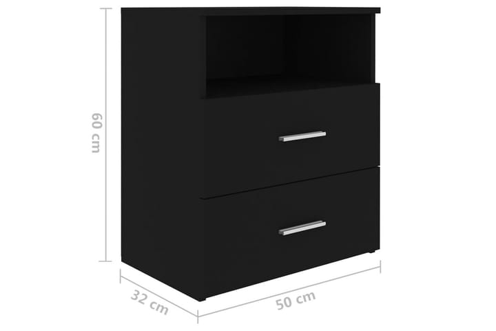 Yöpöydät 2 kpl musta 50x32x60 cm - Musta - Yöpöytä