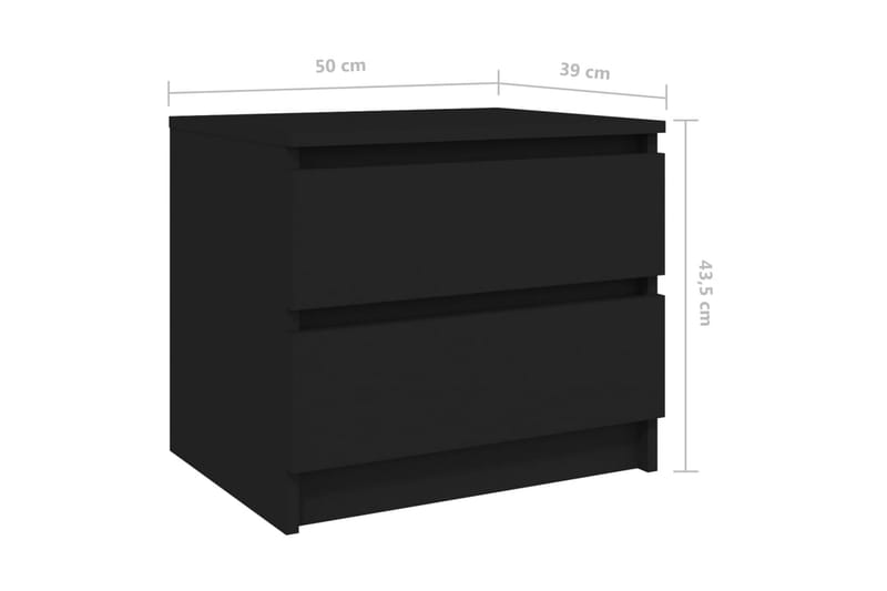 Yöpöydät 2 kpl musta 50x39x43,5 cm lastulevy - Huonekalut - Pöytä & ruokailuryhmä - Apupöytä & sivupöytä - Yöpöytä