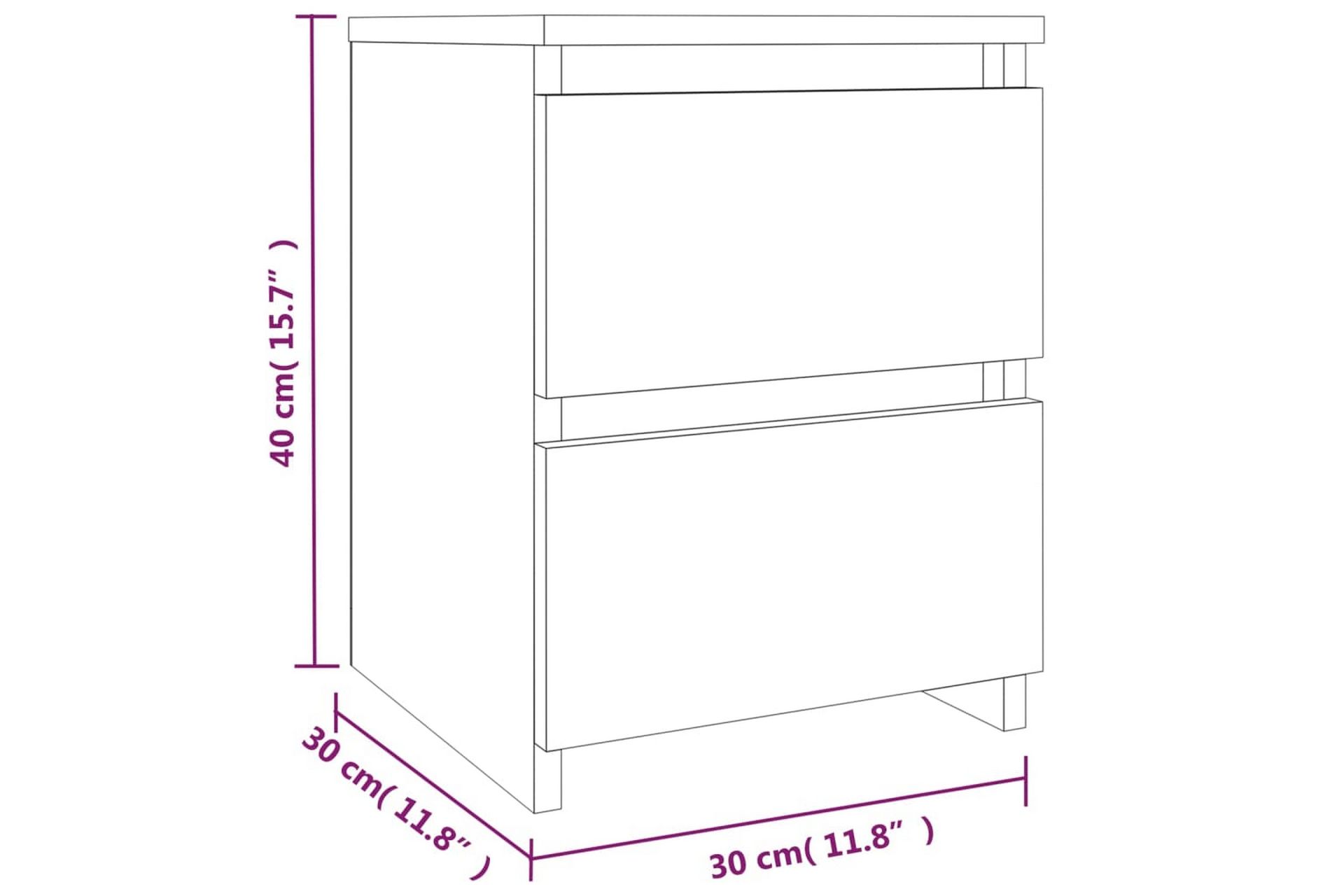 Yöpöydät 2 kpl ruskea tammi 30x30x40 cm tekninen puu - Ruskea - Huonekalut - Pöytä & ruokailuryhmä - Apupöytä & sivupöytä - Yöpöytä