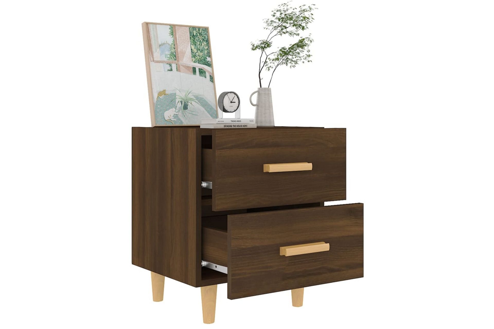 Yöpöydät 2 kpl ruskea tammi 40x35x47,5 cm - Ruskea - Huonekalut - Pöytä & ruokailuryhmä - Apupöytä & sivupöytä - Yöpöytä