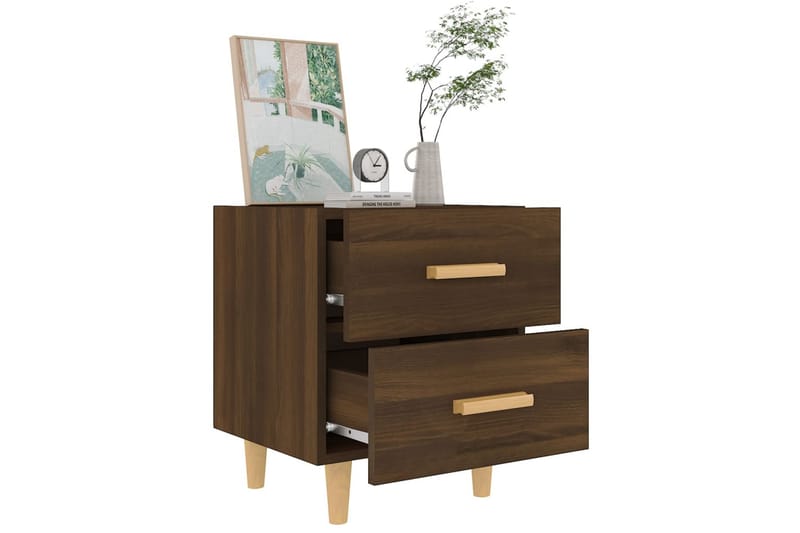 Yöpöydät 2 kpl ruskea tammi 40x35x47,5 cm - Ruskea - Huonekalut - Pöytä & ruokailuryhmä - Apupöytä & sivupöytä - Yöpöytä