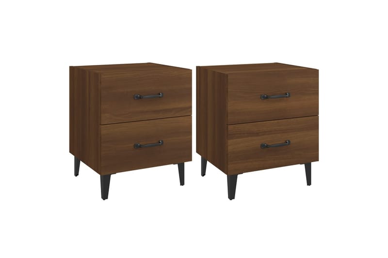 Yöpöydät 2 kpl ruskea tammi 40x35x47,5 cm - Ruskea - Huonekalut - Pöytä & ruokailuryhmä - Apupöytä & sivupöytä - Yöpöytä