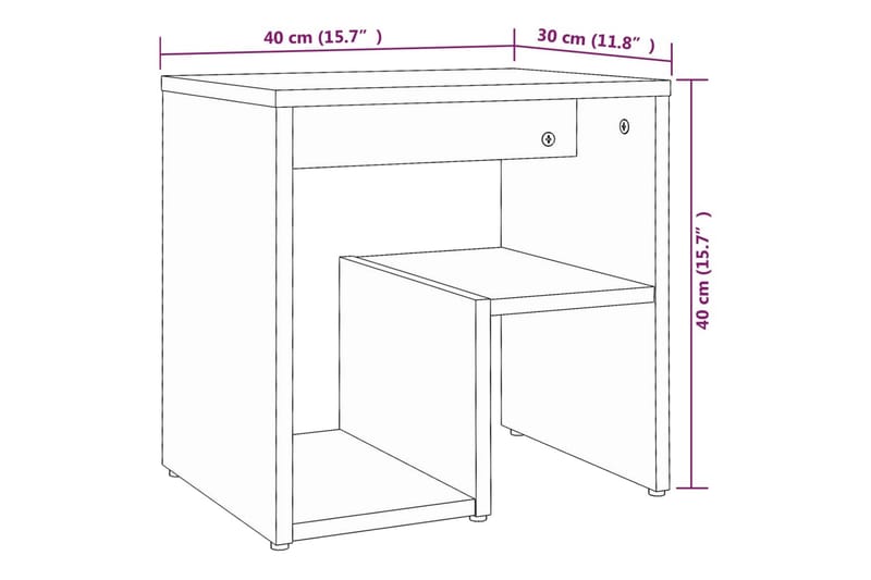 Yöpöydät 2 kpl savutammi 40x30x40 cm tekninen puu - Ruskea - Huonekalut - Pöytä & ruokailuryhmä - Apupöytä & sivupöytä - Yöpöytä