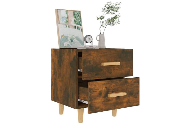 Yöpöydät 2 kpl savutammi 40x35x47,5 cm - Ruskea - Huonekalut - Pöytä & ruokailuryhmä - Apupöytä & sivupöytä - Yöpöytä