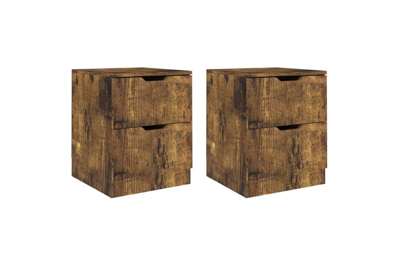 Yöpöydät 2 kpl savutammi 40x40x50 cm lastulevy - Huonekalut - Pöytä & ruokailuryhmä - Apupöytä & sivupöytä - Yöpöytä