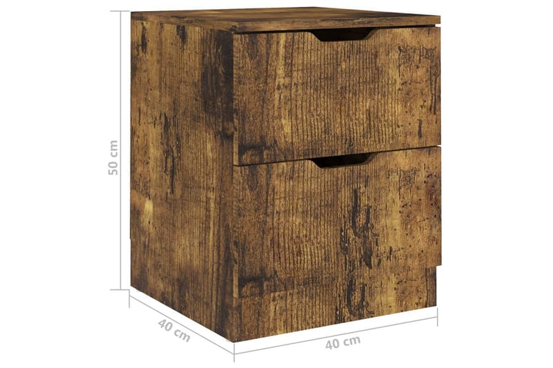 Yöpöydät 2 kpl savutammi 40x40x50 cm lastulevy - Huonekalut - Pöytä & ruokailuryhmä - Apupöytä & sivupöytä - Yöpöytä