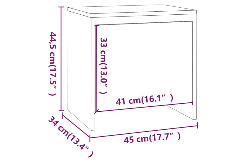 Yöpöydät 2 kpl savutammi 45x34x44,5 cm lastulevy - Ruskea - Yöpöytä