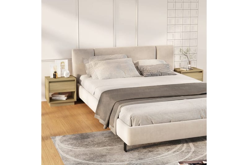 Yöpöydät 2 kpl Sonoma-tammi 45x34x44 cm lastulevy - Beige - Huonekalut - Pöytä & ruokailuryhmä - Apupöytä & sivupöytä - Yöpöytä
