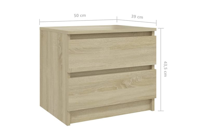Yöpöydät 2 kpl Sonoma-tammi 50x39x43,5 cm lastulevy - Huonekalut - Pöytä & ruokailuryhmä - Apupöytä & sivupöytä - Yöpöytä