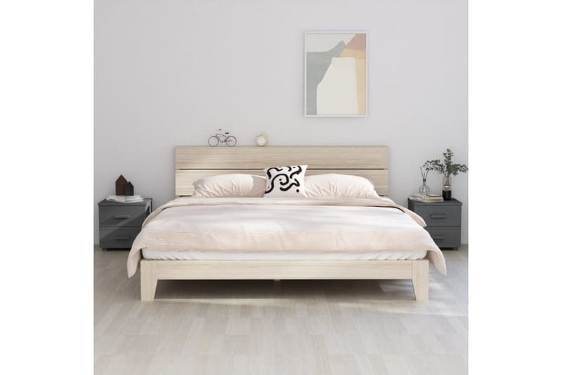 Yöpöydät 2 kpl tummanharmaa 40x35x44,5 cm täysi mänty - Harmaa - Huonekalut - Pöytä & ruokailuryhmä - Apupöytä & sivupöytä - Yöpöytä
