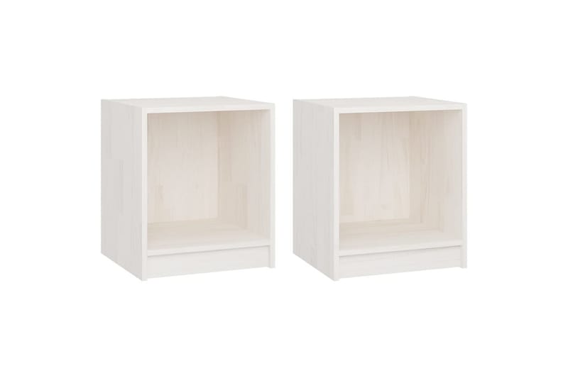 Yöpöydät 2 kpl valkoinen 35,5x33,5x41,5 cm täysi mänty - Valkoinen - Huonekalut - Pöytä & ruokailuryhmä - Apupöytä & sivupöytä - Yöpöytä