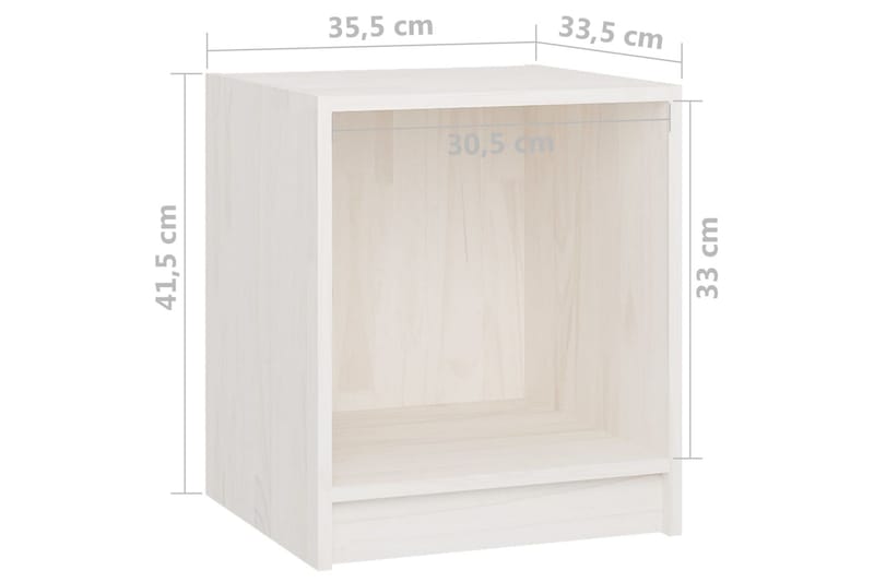 Yöpöydät 2 kpl valkoinen 35,5x33,5x41,5 cm täysi mänty - Valkoinen - Huonekalut - Pöytä & ruokailuryhmä - Apupöytä & sivupöytä - Yöpöytä