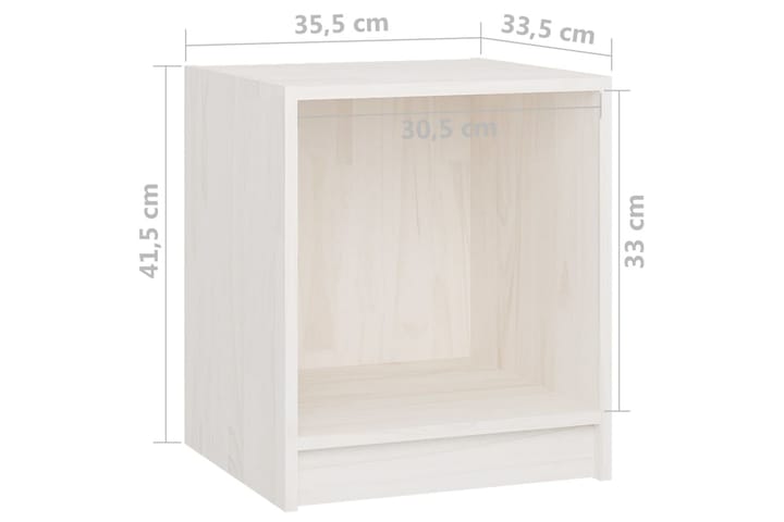 Yöpöydät 2 kpl valkoinen 35,5x33,5x41,5 cm täysi mänty - Valkoinen - Yöpöytä