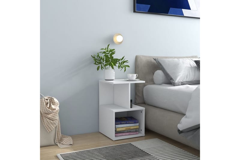 Yöpöydät 2 kpl valkoinen 35x35x55 cm lastulevy - Huonekalut - Pöytä & ruokailuryhmä - Apupöytä & sivupöytä - Yöpöytä