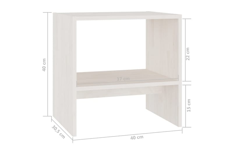 Yöpöydät 2 kpl valkoinen 40x30,5x40 cm täysi mänty - Huonekalut - Pöytä & ruokailuryhmä - Apupöytä & sivupöytä - Yöpöytä