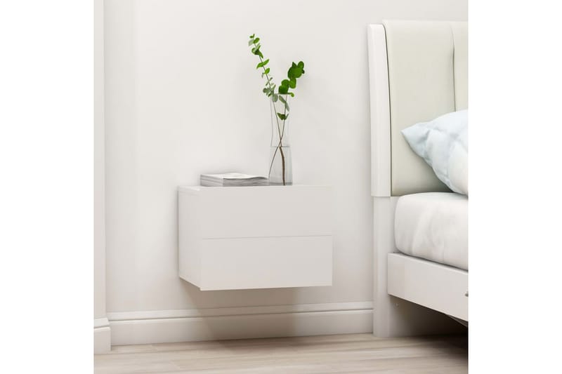 Yöpöydät 2 kpl valkoinen 40x30x30 cm lastulevy - Valkoinen - Huonekalut - Pöytä & ruokailuryhmä - Apupöytä & sivupöytä - Yöpöytä
