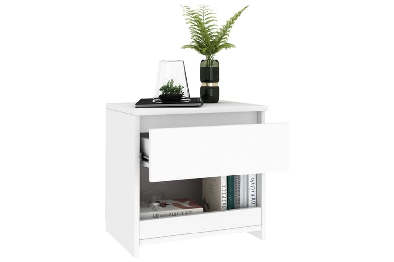 Yöpöydät 2 kpl valkoinen 40x30x39 cm lastulevy - Valkoinen - Huonekalut - Pöytä & ruokailuryhmä - Apupöytä & sivupöytä - Yöpöytä
