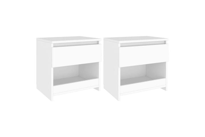 Yöpöydät 2 kpl valkoinen 40x30x39 cm lastulevy - Valkoinen - Yöpöytä