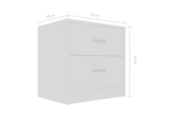 Yöpöydät 2 kpl valkoinen 40x30x40 cm lastulevy - Valkoinen - Huonekalut - Pöytä & ruokailuryhmä - Apupöytä & sivupöytä - Yöpöytä