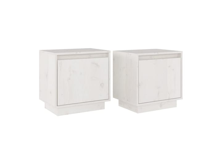 Yöpöydät 2 kpl valkoinen 40x30x40 cm täysi mänty - Valkoinen - Yöpöytä