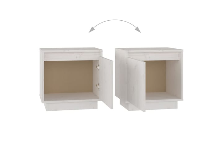 Yöpöydät 2 kpl valkoinen 40x30x40 cm täysi mänty - Valkoinen - Yöpöytä