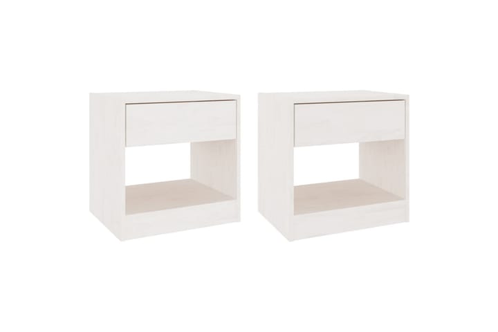 Yöpöydät 2 kpl valkoinen 40x31x40 cm täysi mänty - Valkoinen - Yöpöytä