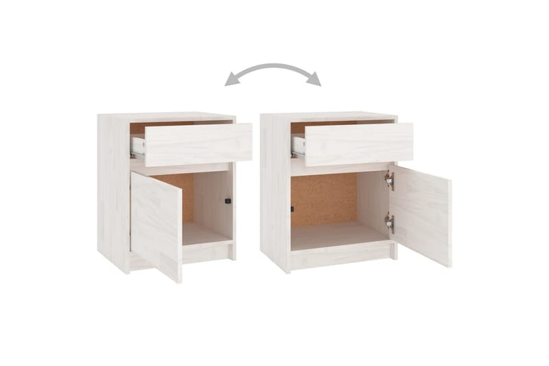 Yöpöydät 2 kpl valkoinen 40x31x50 cm täysi mänty - Valkoinen - Huonekalut - Pöytä & ruokailuryhmä - Apupöytä & sivupöytä - Yöpöytä