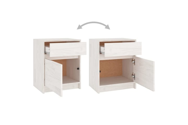 Yöpöydät 2 kpl valkoinen 40x31x50 cm täysi mänty - Valkoinen - Yöpöytä