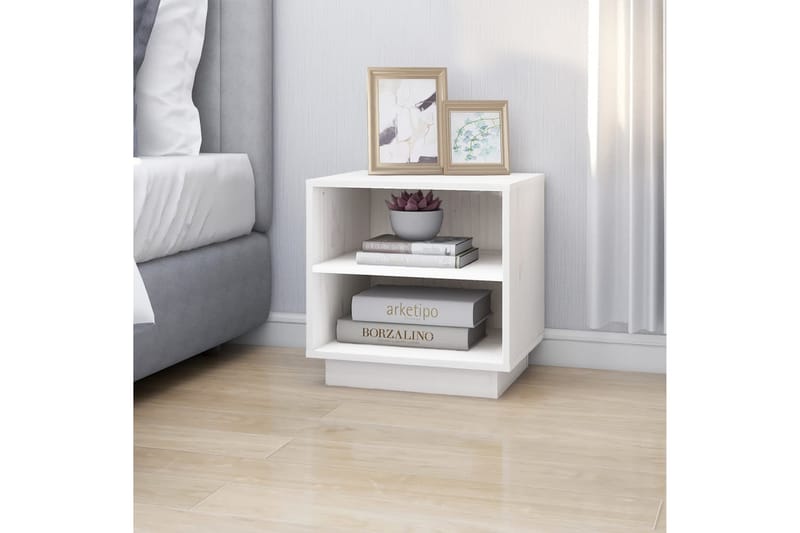 Yöpöydät 2 kpl valkoinen 40x34x40 cm täysi mänty - Valkoinen - Huonekalut - Pöytä & ruokailuryhmä - Apupöytä & sivupöytä - Yöpöytä