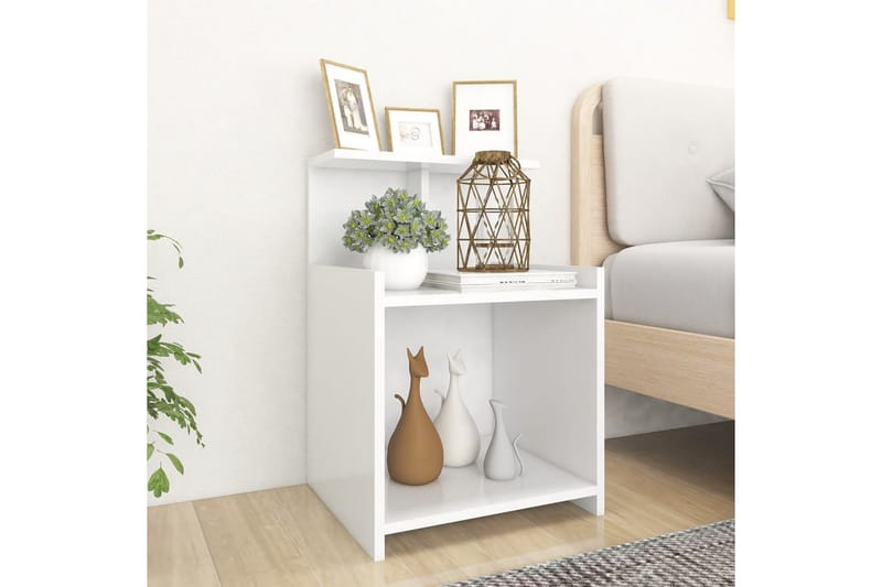 Yöpöydät 2 kpl valkoinen 40x35x60 cm lastulevy - Huonekalut - Pöytä & ruokailuryhmä - Apupöytä & sivupöytä - Yöpöytä