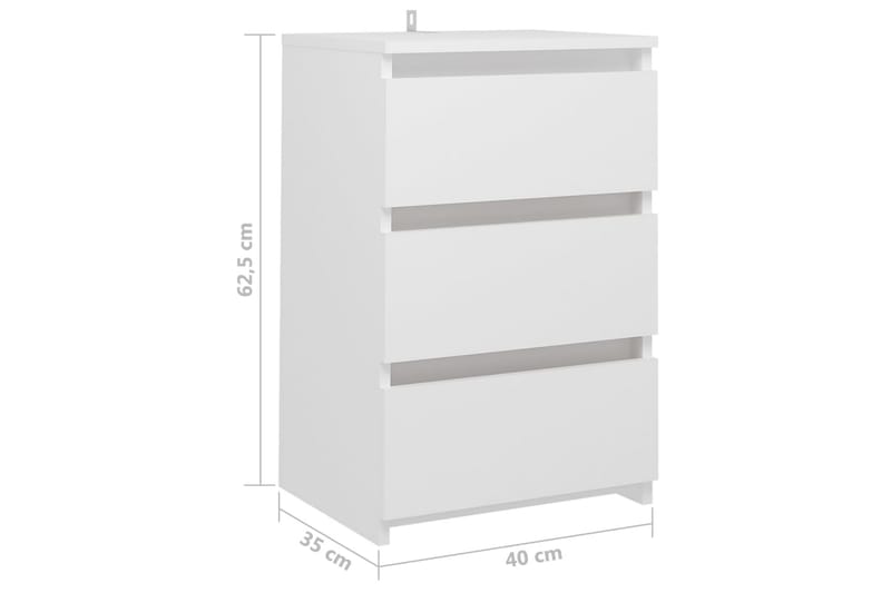 Yöpöydät 2 kpl valkoinen 40x35x62,5 cm lastulevy - Huonekalut - Pöytä & ruokailuryhmä - Apupöytä & sivupöytä - Yöpöytä