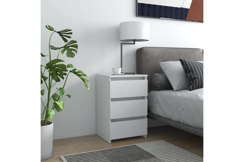 Yöpöydät 2 kpl valkoinen 40x35x62,5 cm lastulevy - Huonekalut - Pöytä & ruokailuryhmä - Apupöytä & sivupöytä - Yöpöytä