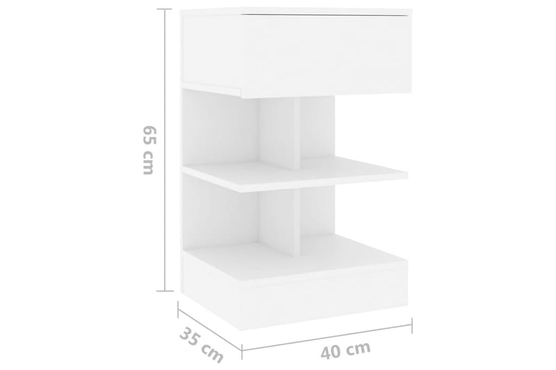 Yöpöydät 2 kpl valkoinen 40x35x65 cm lastulevy - Valkoinen - Huonekalut - Pöytä & ruokailuryhmä - Apupöytä & sivupöytä - Yöpöytä