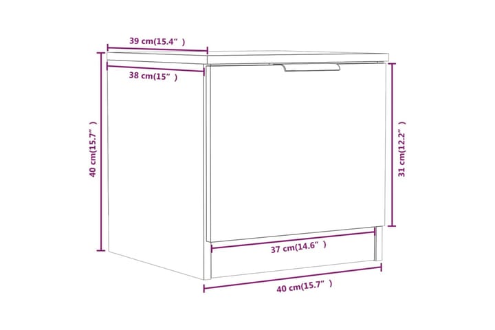 Yöpöydät 2 kpl valkoinen 40x39x40 cm - Valkoinen - Yöpöytä