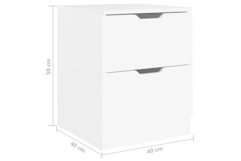 Yöpöydät 2 kpl valkoinen 40x40x50 cm lastulevy - Huonekalut - Pöytä & ruokailuryhmä - Apupöytä & sivupöytä - Yöpöytä
