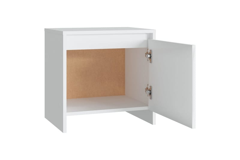 Yöpöydät 2 kpl valkoinen 45x34x44,5 cm lastulevy - Valkoinen - Huonekalut - Pöytä & ruokailuryhmä - Apupöytä & sivupöytä - Yöpöytä