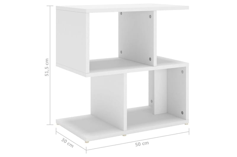 Yöpöydät 2 kpl valkoinen 50x30x51,5 cm lastulevy - Huonekalut - Pöytä & ruokailuryhmä - Apupöytä & sivupöytä - Yöpöytä