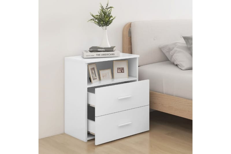 Yöpöydät 2 kpl valkoinen 50x32x60 cm - Valkoinen - Huonekalut - Pöytä & ruokailuryhmä - Apupöytä & sivupöytä - Yöpöytä