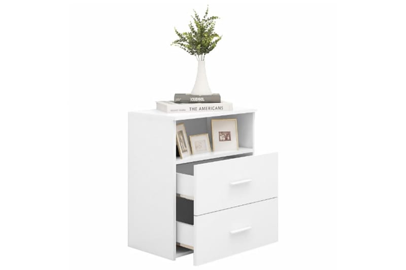 Yöpöydät 2 kpl valkoinen 50x32x60 cm - Valkoinen - Huonekalut - Pöytä & ruokailuryhmä - Apupöytä & sivupöytä - Yöpöytä