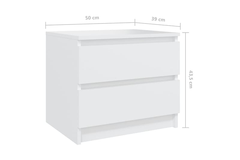 Yöpöydät 2 kpl valkoinen 50x39x43,5 cm lastulevy - Huonekalut - Pöytä & ruokailuryhmä - Apupöytä & sivupöytä - Yöpöytä