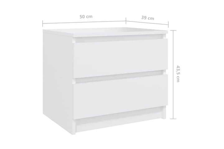 Yöpöydät 2 kpl valkoinen 50x39x43,5 cm lastulevy - Yöpöytä