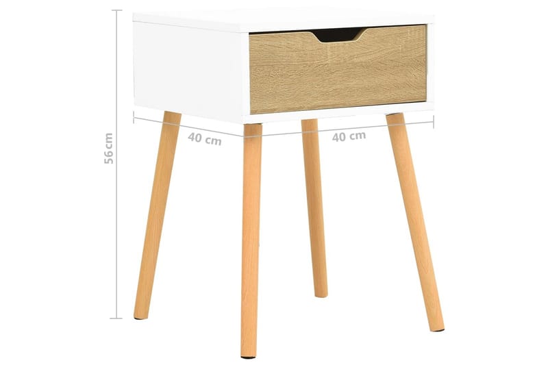 Yöpöydät 2 kpl valkoinen ja Sonoma-tammi 40x40x56 cm lastule - Beige - Huonekalut - Pöytä & ruokailuryhmä - Apupöytä & sivupöytä - Yöpöytä