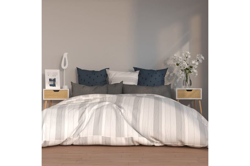 Yöpöydät 2 kpl valkoinen ja Sonoma-tammi 40x40x56 cm lastule - Beige - Huonekalut - Pöytä & ruokailuryhmä - Apupöytä & sivupöytä - Yöpöytä