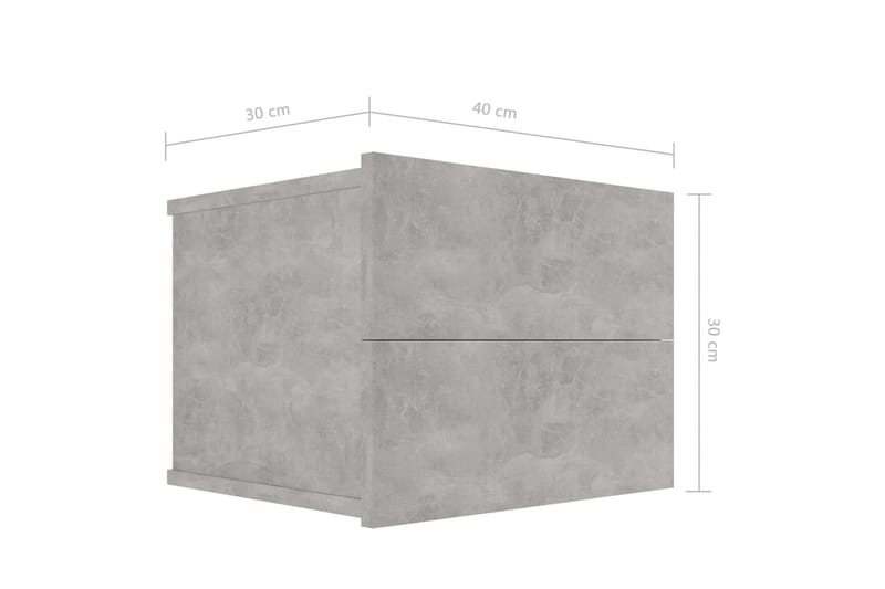 Yöpöydät 2kpl betoninharmaa 40x30x30 cm lastulevy - Harmaa - Yöpöytä