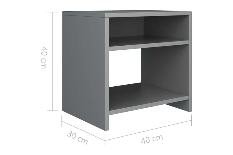 Yöpöydät 2kpl harmaa 40x30x40 cm lastulevy - Harmaa - Huonekalut - Pöytä & ruokailuryhmä - Apupöytä & sivupöyt�ä - Yöpöytä