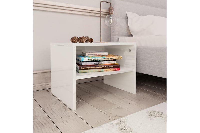 Yöpöydät 2kpl korkeakiilto valkoinen 40x30x30 cm lastulevy - Valkoinen - Huonekalut - Pöytä & ruokailuryhmä - Apupöytä & sivupöytä - Yöpöytä