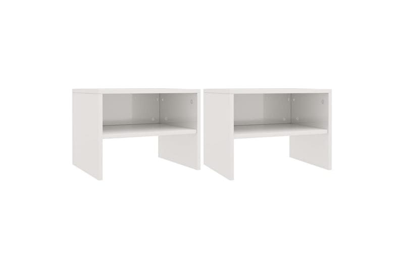 Yöpöydät 2kpl korkeakiilto valkoinen 40x30x30 cm lastulevy - Valkoinen - Huonekalut - Pöytä & ruokailuryhmä - Apupöytä & sivupöytä - Yöpöytä